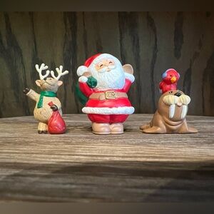Hallmark Merry Miniatures Christmas Figurines - Santa, Reindeer, and Walrus